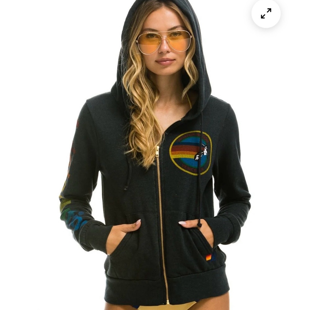 Aviator Nation charcoal logo hoodie